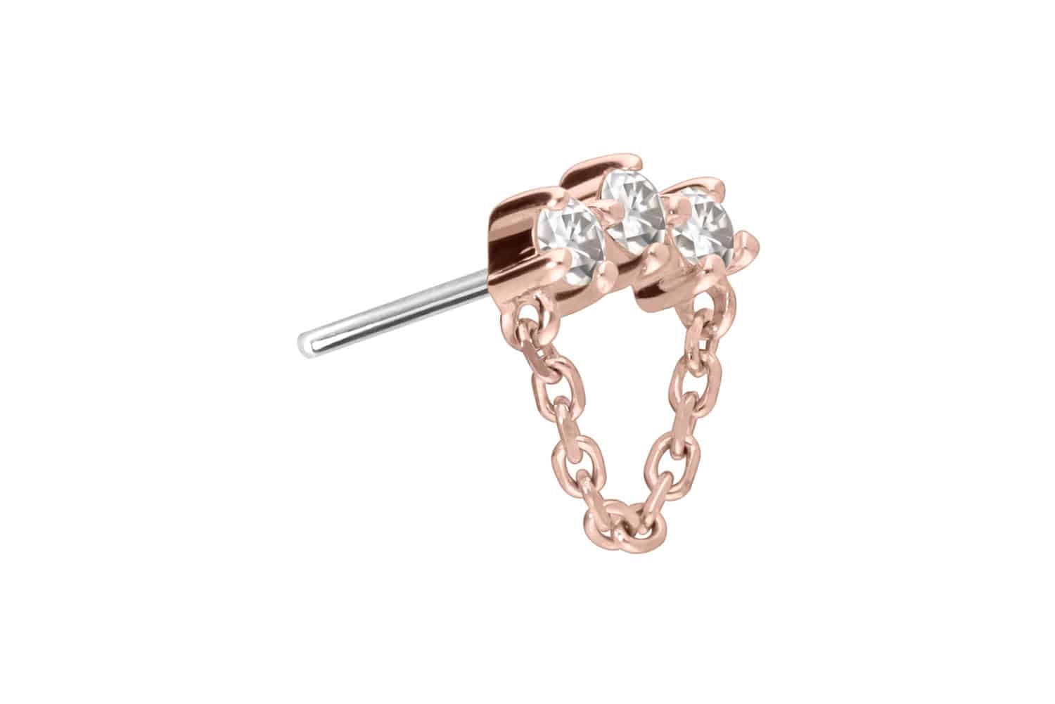 14 Karat Gold Aufsatz mit Titan Push Pin MOISSANIT-BOGEN + KETTE von Piercingline